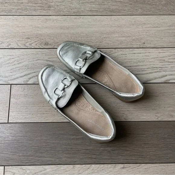Easy Spirit Womens Avienta Leather Slip On Loafers Silver 11 Medium - Picture 3 of 9